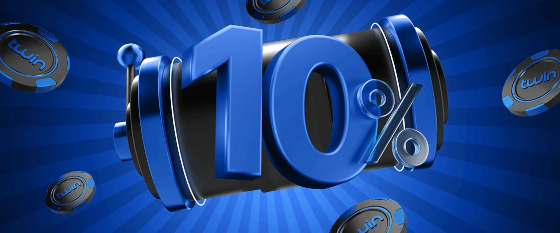 Twin daily cashback banner with a big blue 10%