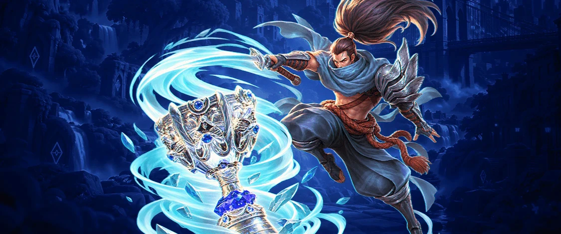 Twin sports betting banner with a trophy and an esports hero