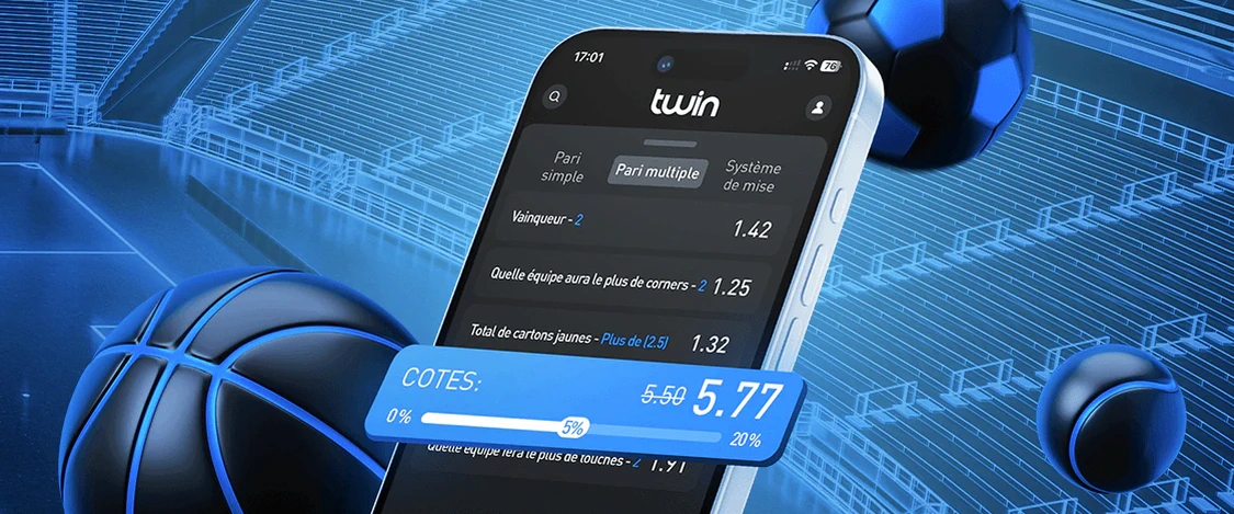 Coupon de pari Twin avec cotes en direct sur un téléphone