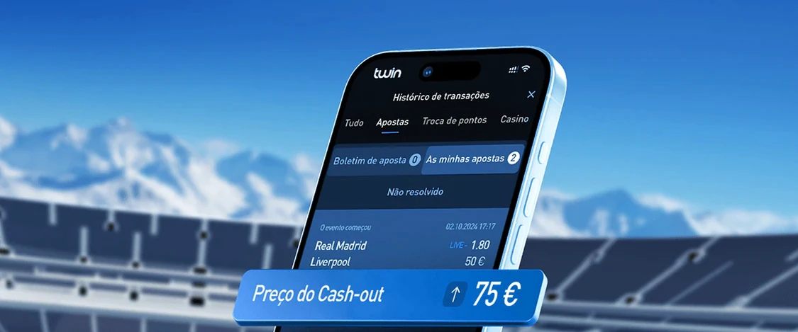Histórico de apostas da Twin num telemóvel