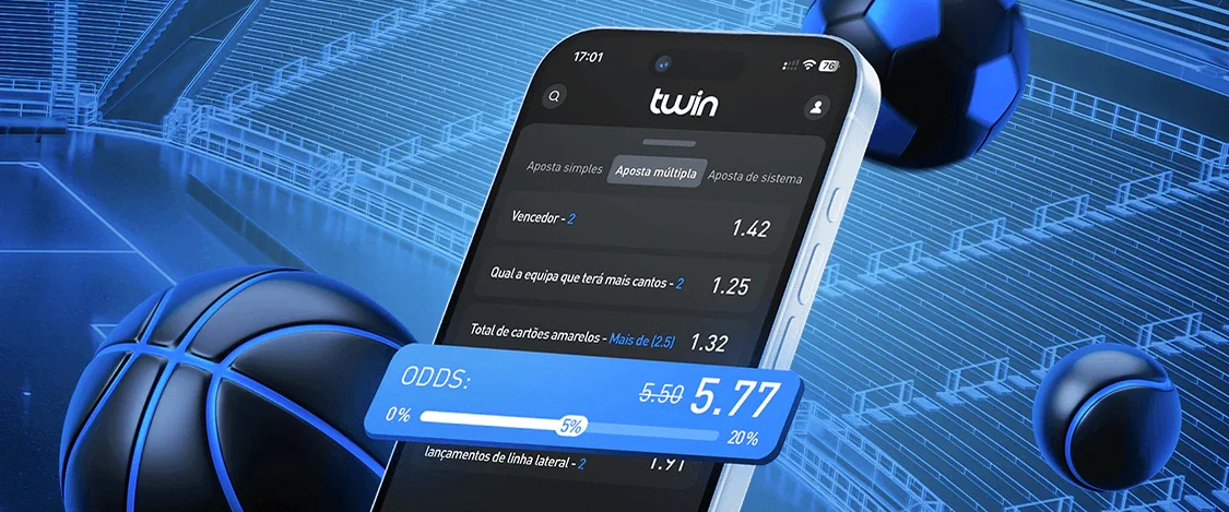 Boletim de apostas da Twin com odds ao vivo num telemóvel