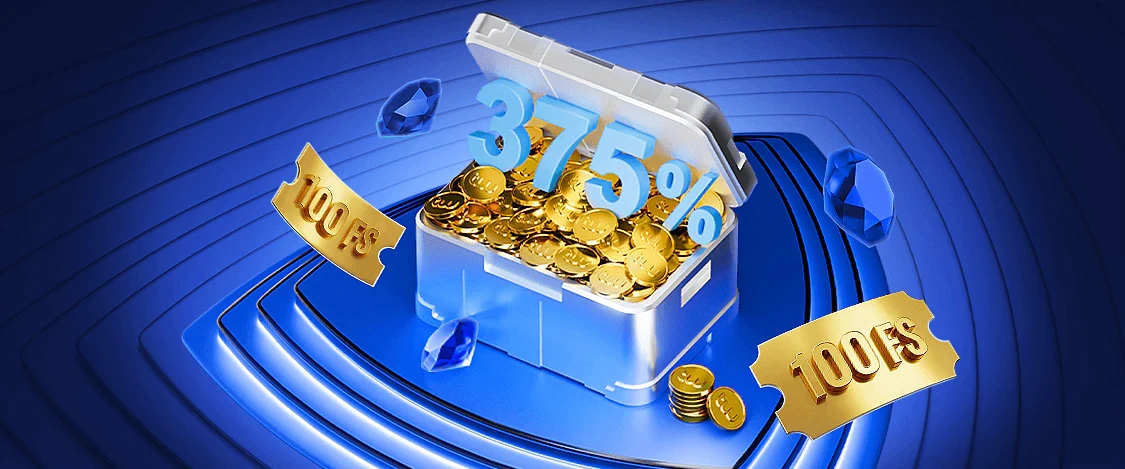 Баннер приветственного пакета Twin: 375% и 100 фриспинов