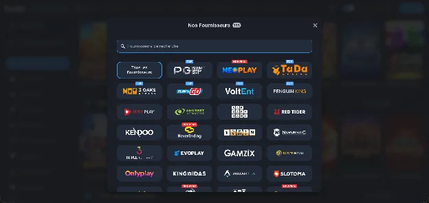 Liste des fournisseurs de jeux disponibles sur Twin