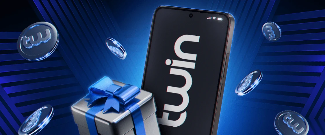 Phone with the Twin logo next to a gift box